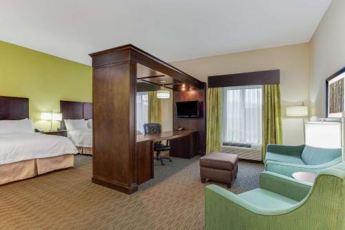 奥扎克奥索卡汉普顿酒店的配有一张床和一张书桌的酒店客房