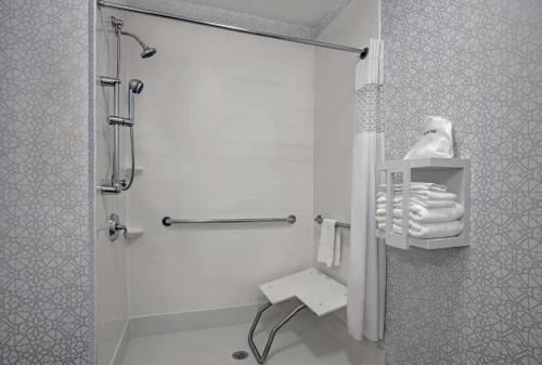 Keokuk基奥卡克希尔顿恒庭酒店的带淋浴的浴室和玻璃门