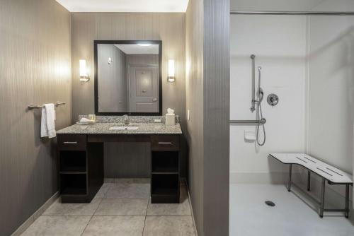 亨茨维尔亨茨维尔中心希尔顿惠庭套房酒店的一间带水槽和镜子的浴室