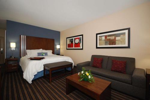 Luckney杰克逊/弗洛伍德汉普顿酒店 - 密西西比州机场区的酒店客房,配有床和沙发