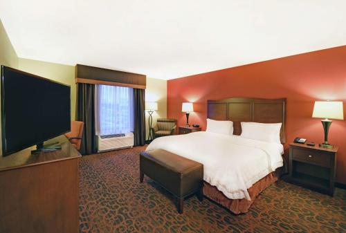 伯洛伊特汉普顿伯洛伊特酒店的配有一张床和一台平面电视的酒店客房