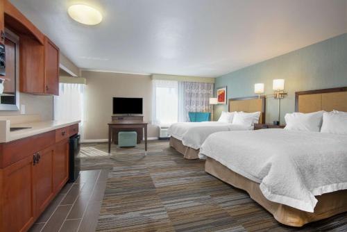 洛斯阿拉莫斯洛斯阿拉莫斯汉普顿酒店&套房的酒店客房设有两张床和电视。