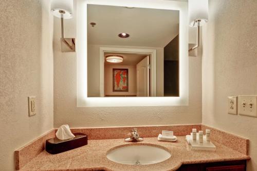 列克星敦Homewood Suites by Hilton Lexington Fayette Mall的一间带水槽和镜子的浴室