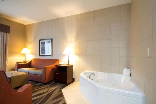 马歇尔马歇尔汉普顿旅馆的带浴缸和沙发的酒店客房