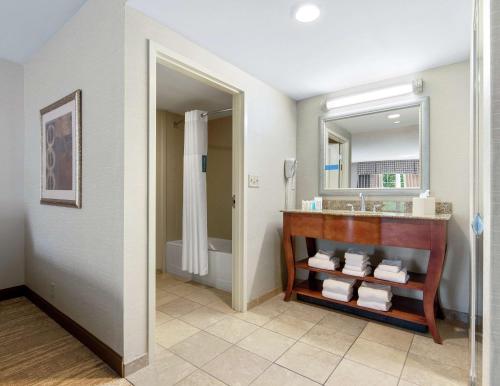 北康威北康威汉普顿酒店的一间带水槽和镜子的浴室