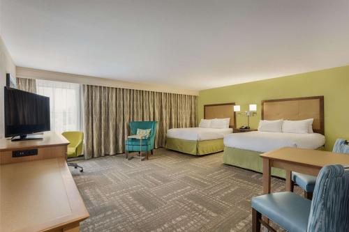 帕瓦雷斯岛波利斯岛希尔顿恒庭酒店的酒店客房设有两张床和一台平面电视。
