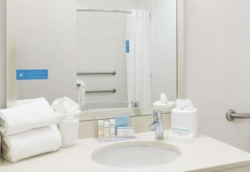 彭萨科拉大学城广场彭萨科拉汉普顿套房酒店I-10 N的一间带水槽和镜子的浴室
