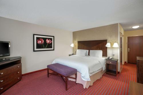 桑兹顿里士满机场希尔顿恒庭酒店的配有一张床和一台平面电视的酒店客房