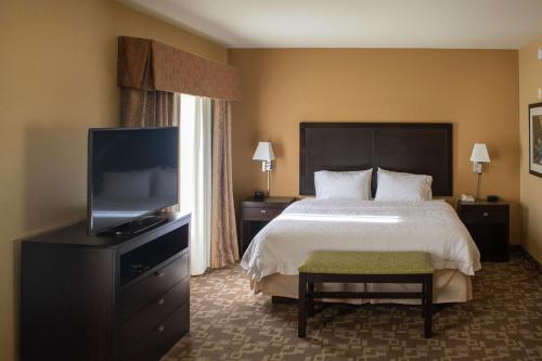 诺克斯维尔汉普顿旅馆及套房-诺克斯维尔/北 I-75的配有一张床和一台平面电视的酒店客房