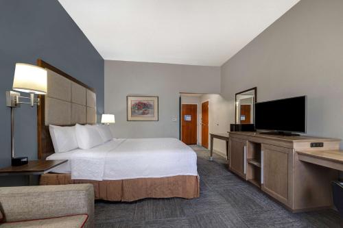 维多利亚维多利亚汉普顿酒店的配有一张床和一台平面电视的酒店客房