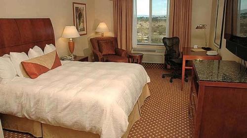 维克多维尔维克多维尔希尔顿花园旅馆的配有一张床和一张书桌的酒店客房