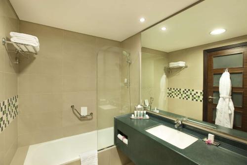 亚喀巴亚喀巴希尔顿逸林酒店的一间带水槽和淋浴的浴室