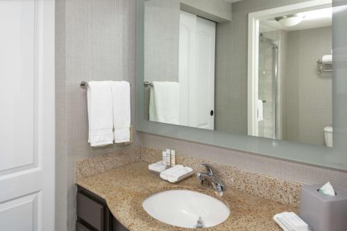 哥伦比亚哥伦比亚希尔顿惠庭套房酒店的一间带水槽和镜子的浴室