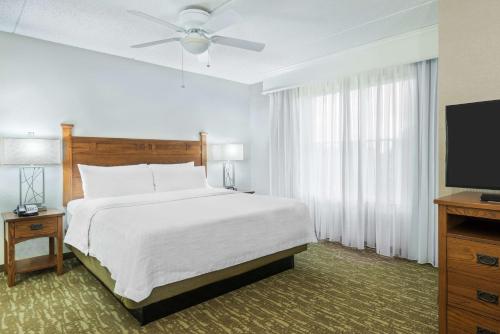 阿默斯特希尔顿布法罗阿姆赫斯特套房酒店的一间卧室配有一张床和一台平面电视