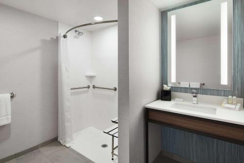 尚佩恩尚佩恩/厄巴纳希尔顿花园酒店的一间带水槽和镜子的浴室