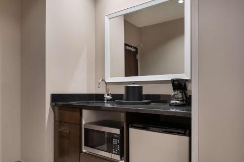 丹佛汉普顿套房酒店及丹佛市区会议中心的一间带水槽和镜子的浴室