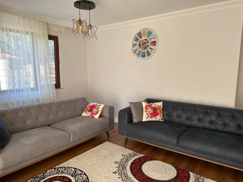 DernekpazarıUzungöl city evleri的客厅配有两张沙发和地毯。