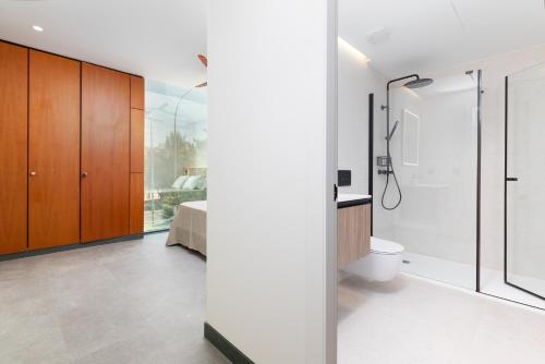 瓦伦西亚Calatrava by Alma Suites的带淋浴和卫生间的浴室