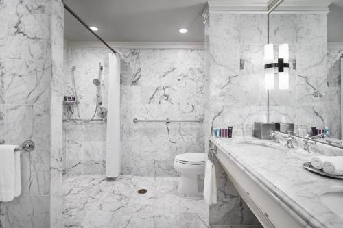 阿林顿五角大楼城丽思卡尔顿酒店的一间带水槽、卫生间和淋浴的浴室