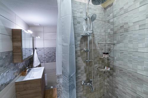 马克里亚罗斯Palm home 1的带淋浴和盥洗盆的浴室