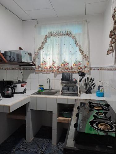 曼努埃尔安东尼奥Casa Chu en Playa Manuel Antonio的厨房设有水槽和窗户。