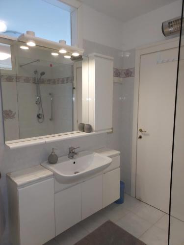 罗韦雷托Appartamento Gisella的白色的浴室设有水槽和镜子