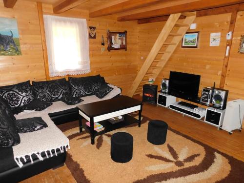 普卢日内Planinska tišina Guest House的带沙发和电视的客厅