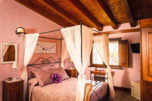 莫斯村Garden Cactus的一间卧室设有天蓬床和窗户。