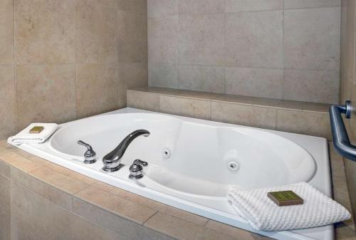 大章克申大章克申逸林希尔顿酒店的浴室设有浴缸和水龙头