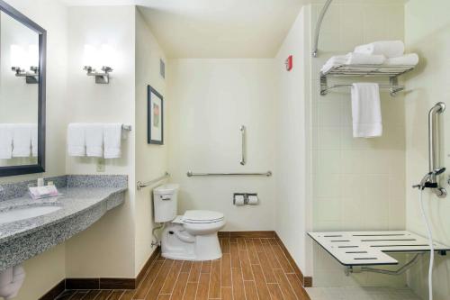 帕斯卡古拉帕斯卡古拉希尔顿花园酒店的一间带卫生间和水槽的浴室