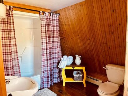 Murray HarbourForest & Lake PEI Bed & Breakfast的浴室配有盥洗盆、卫生间和浴缸。