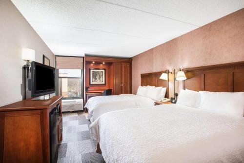 西斯普林菲尔德西斯普林菲尔德希尔顿恒庭酒店的酒店客房设有两张床和一台平面电视。