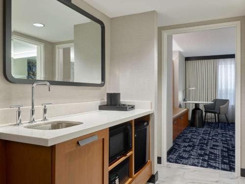 华盛顿Embassy Suites by Hilton Washington DC Convention Center的一间带水槽和镜子的浴室