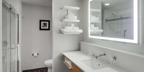 诺克斯维尔田纳西诺克斯维尔佩普米尔路汉普顿酒店的一间带水槽、镜子和卫生间的浴室