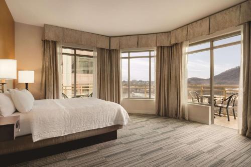 罗阿诺汉普顿酒店 - 弗吉尼亚州罗阿诺克市中心的酒店客房设有一张床和一个大窗户