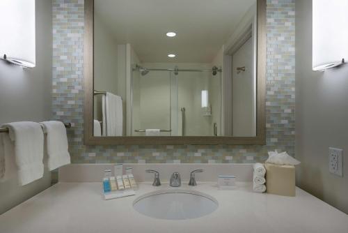 迈阿密迈阿密海豚购物中心希尔顿花园酒店的一间带水槽和镜子的浴室