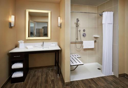 北湾北湾希尔顿惠庭套房酒店的一间带水槽和淋浴的浴室