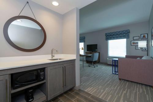拉戈格伦登/华盛顿特区汉普顿套房酒店 的客房内的浴室设有水槽和镜子