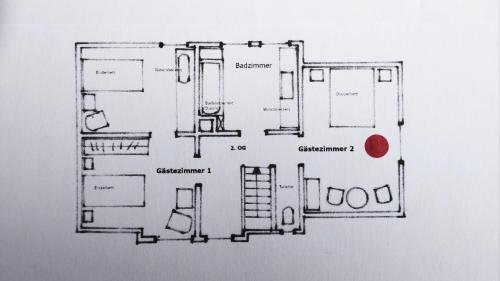 舍姆贝格Gemütliches Privatzimmer的房屋平面图