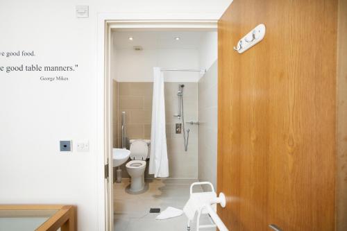伦敦克利夫兰酒店的浴室配有白色卫生间和淋浴。