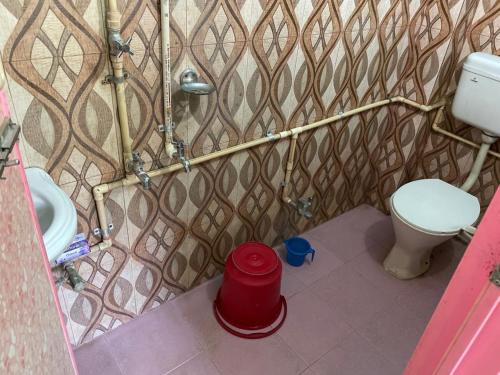 阿加尔塔拉Vamoose S Das Homestay的一间带卫生间和水槽的浴室
