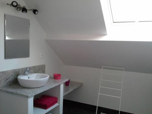 旺多姆Location Duverger的白色的浴室设有水槽和镜子