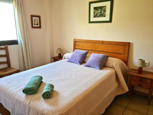 贝尼曼特利Mirador del valle的一间卧室配有一张带两个枕头的床