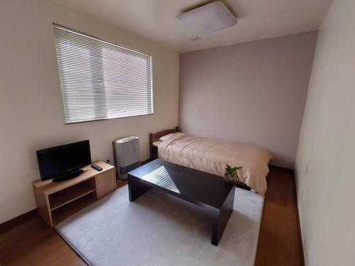 网走市Abashirikai no Taiyo - Vacation STAY 14557的一间小卧室,配有一张床和电视