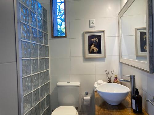 科洛尼亚-德尔萨克拉门托Rincón Colonial的浴室配有白色卫生间和盥洗盆。