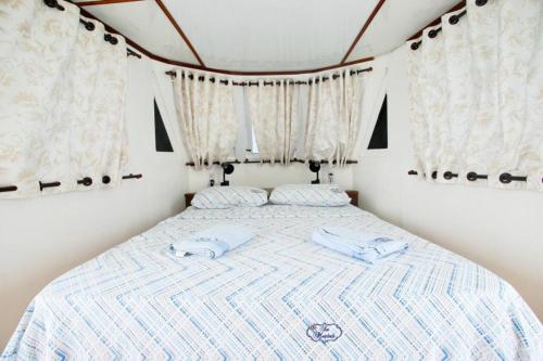 圣塔伦Barco Seu Meschede的卧室配有一张位于rv的床铺