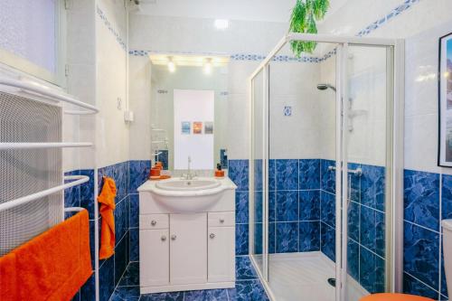 瓦龙Le Nid d'Ernest的带淋浴和盥洗盆的浴室