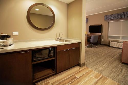KutztownHampton Inn & Suites Kutztown, Pa的一间带水槽和镜子的浴室
