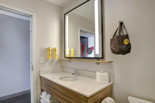 MonroeTru By Hilton Monroe, Oh的一间带水槽和镜子的浴室