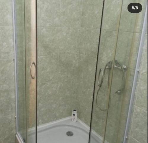 普里耶多尔Apartman (stan na dan) M&M 2 Prijedor的带淋浴的浴室,带玻璃门